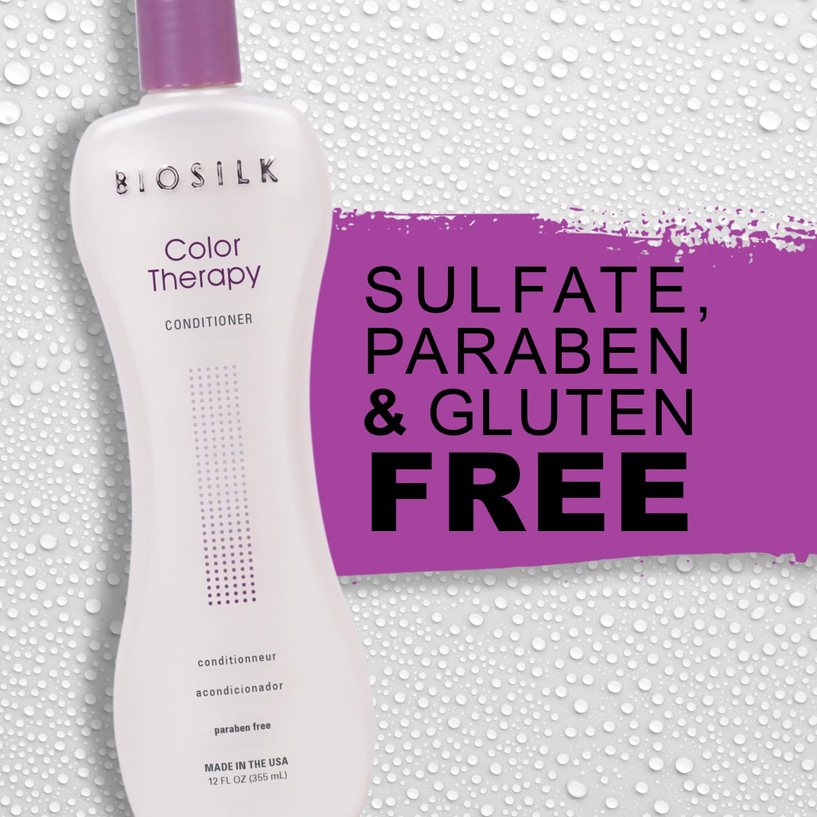 Hair shows vivid shine and vibrancy after using BioSilk Color Therapy conditioner.
