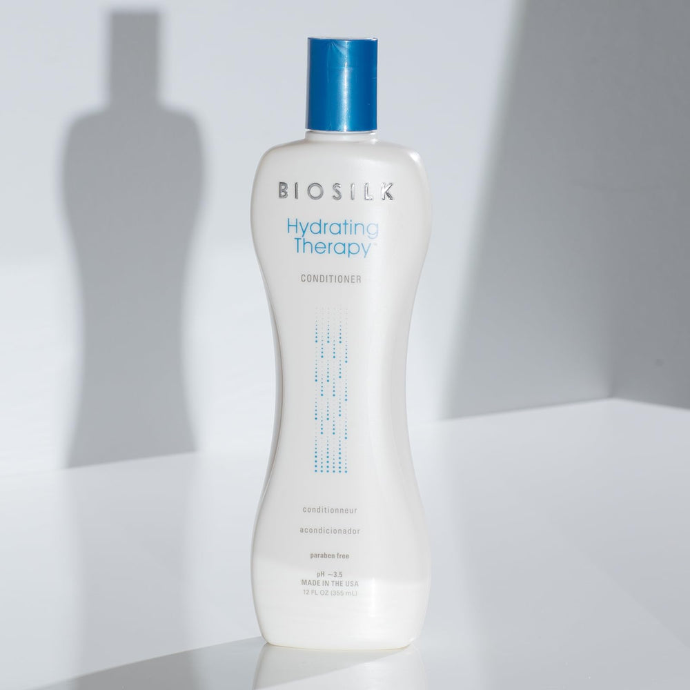BioSilk Hydrating Conditioner texture close-up reveals creamy moisturizing formula