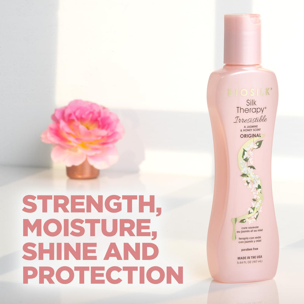 BioSilk Irresistible label highlights jasmine-honey scent and silk therapy blend.