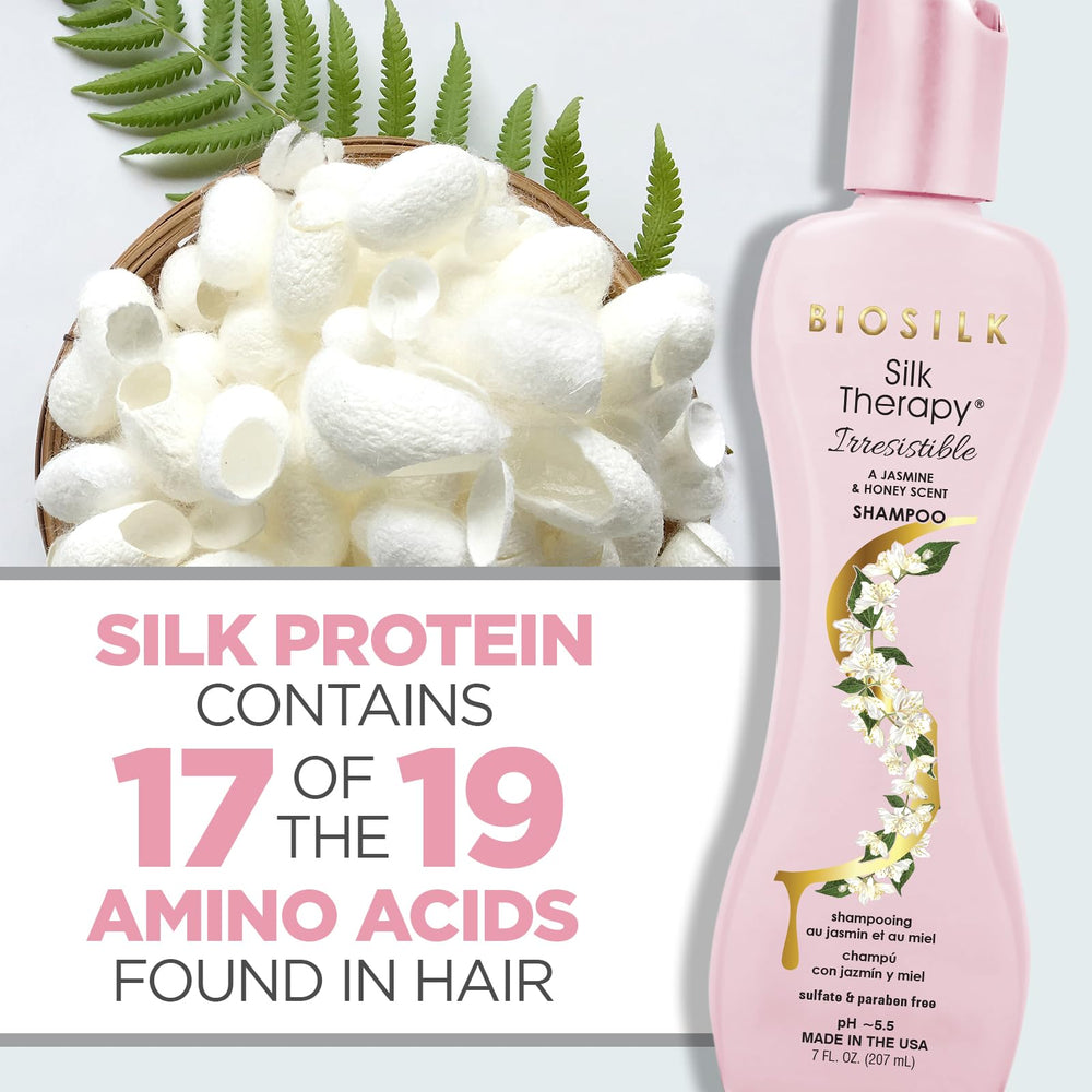 BioSilk Irresistible Shampoo botanical extracts show upgraded hair feel.