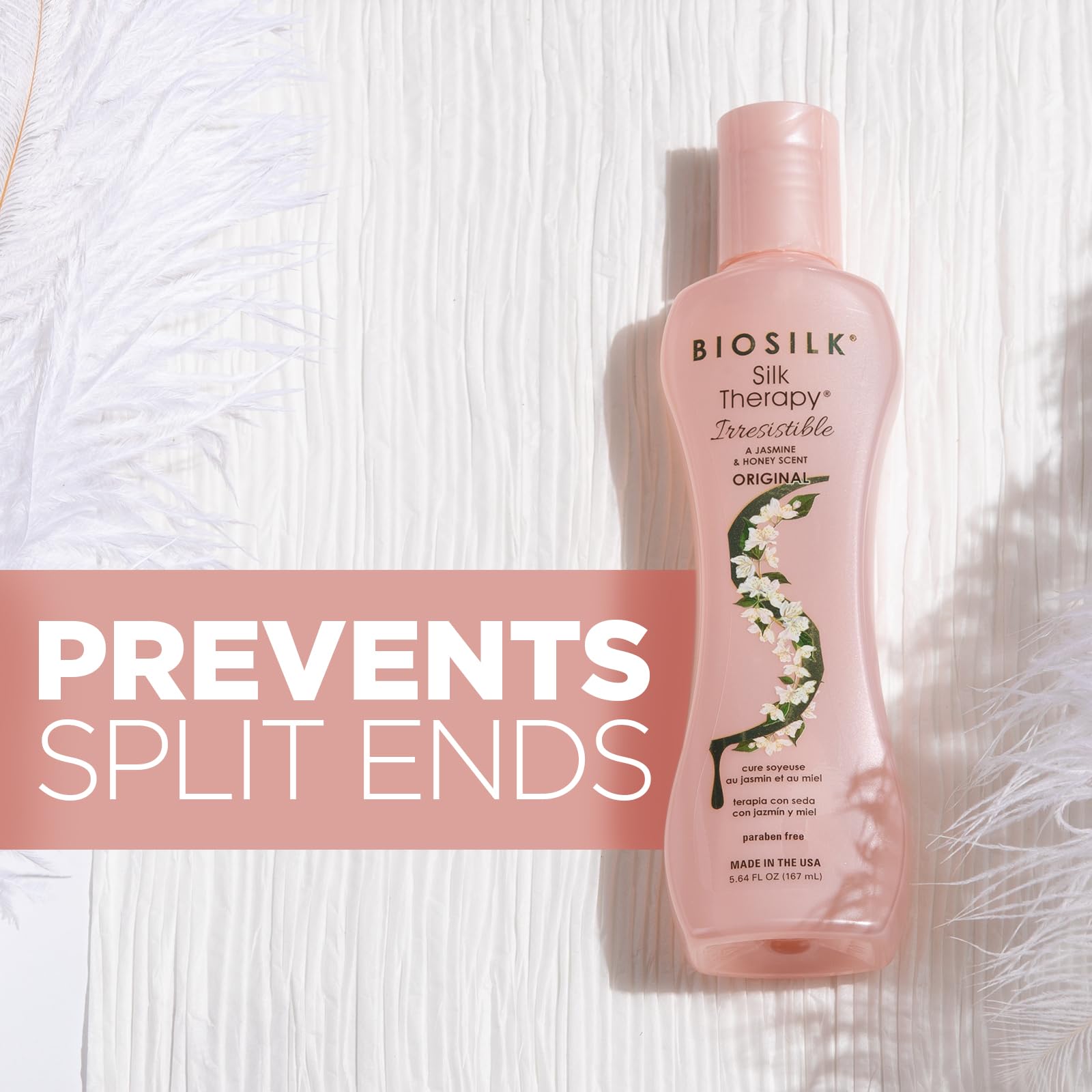 BioSilk Irresistible silky-hair effect image suggests smoothness and frizz control.