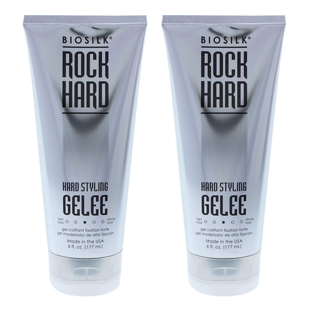 BioSilk Rock Hard Gel 6 oz bottle for strong hold and flexible styling.