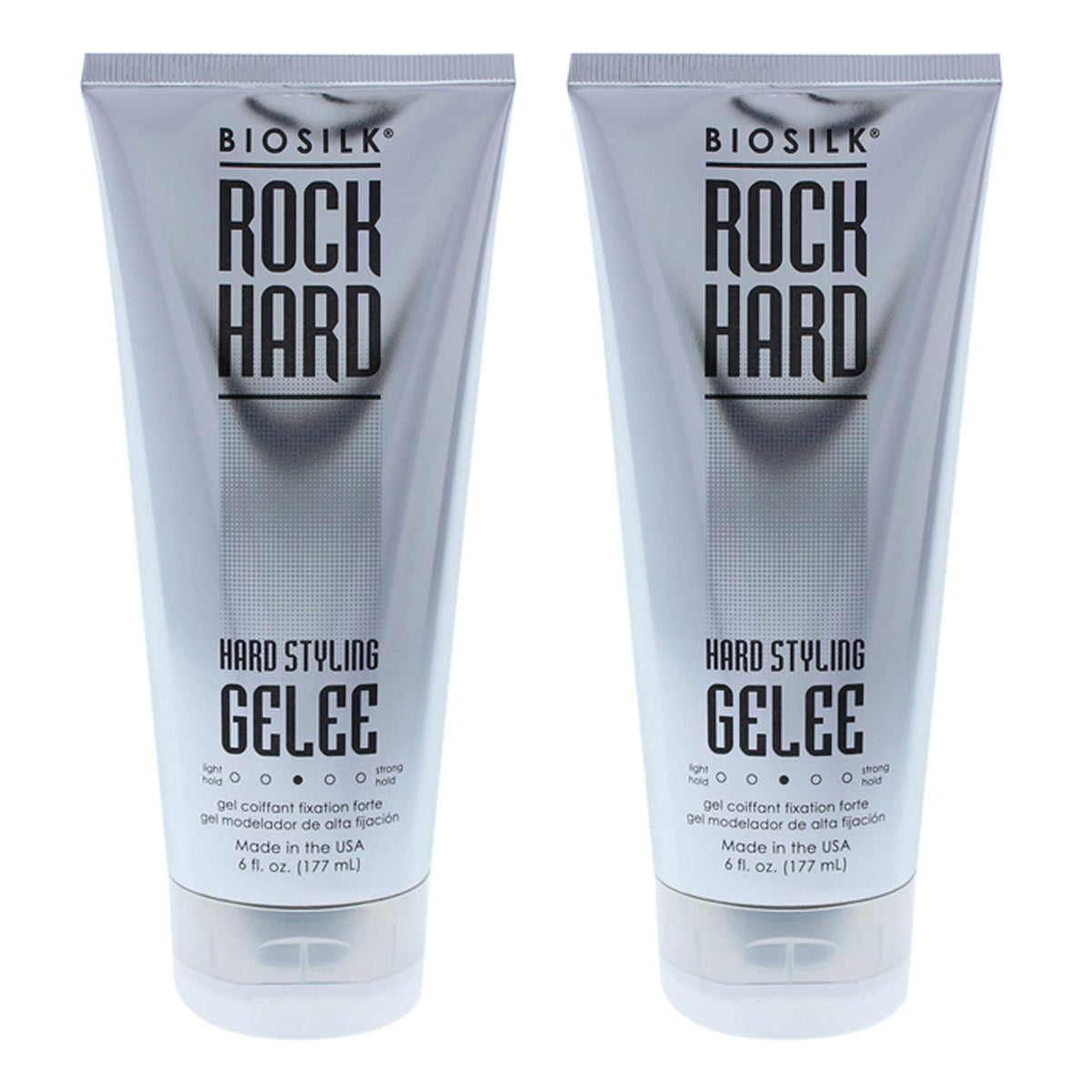 BioSilk Rock Hard Gel 6 oz bottle for strong hold and flexible styling.