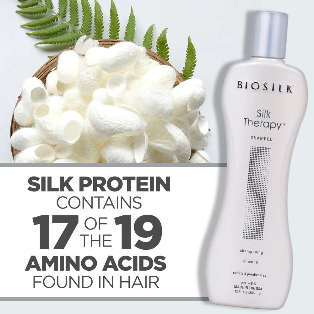 BioSilk shampoo and conditioner pair display suggests complete care routine.