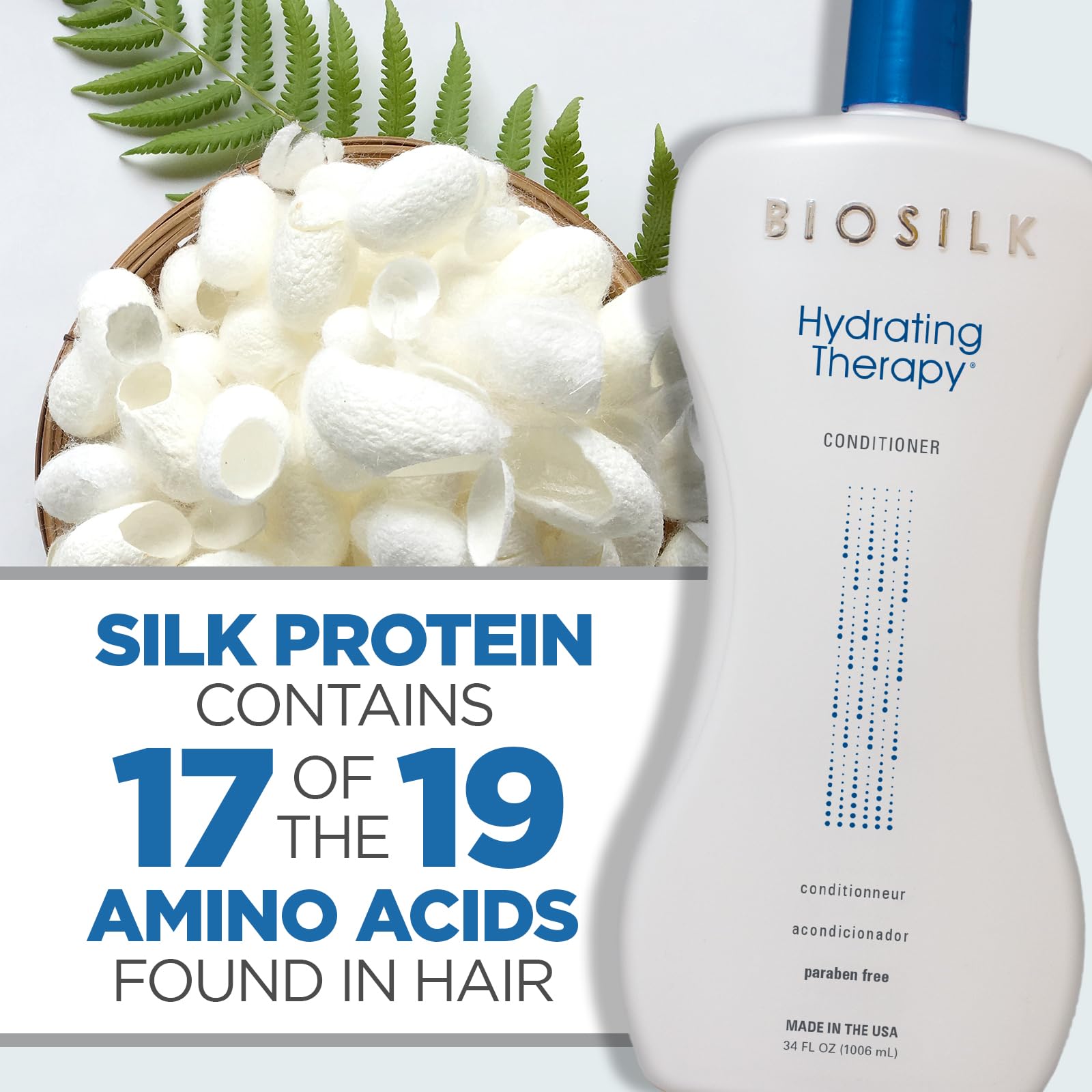 BioSilk Silk proteins deliver shine and a smoother surface for styling.