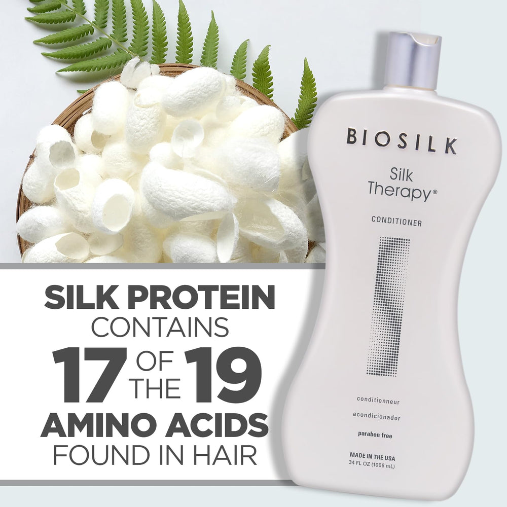 BioSilk Silk Therapy Conditioner 34 oz bottle for family-size routines