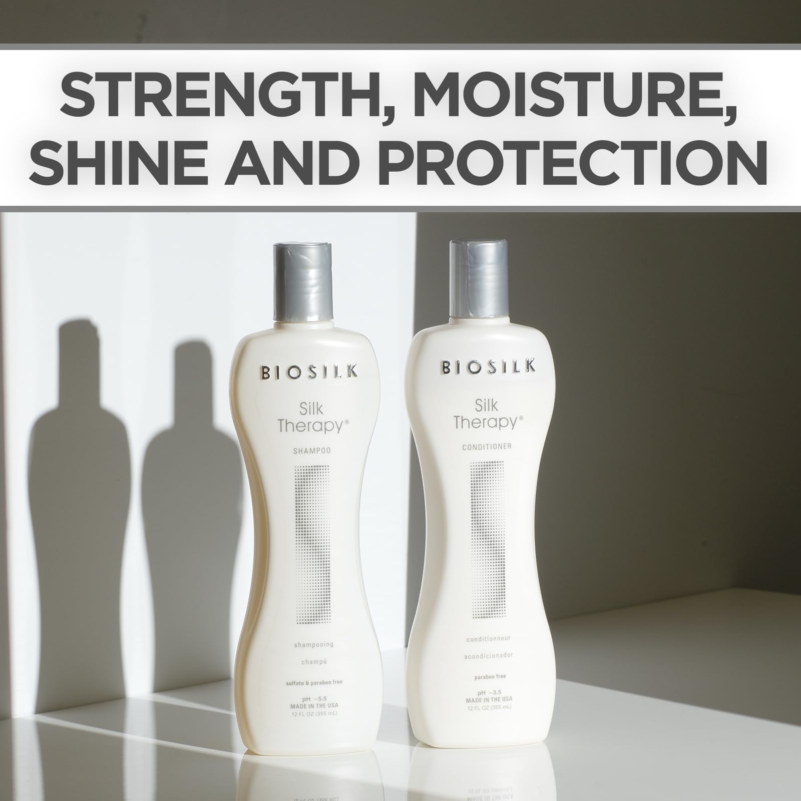 BioSilk Silk Therapy Conditioner bottle emphasizing moisture and conditioning