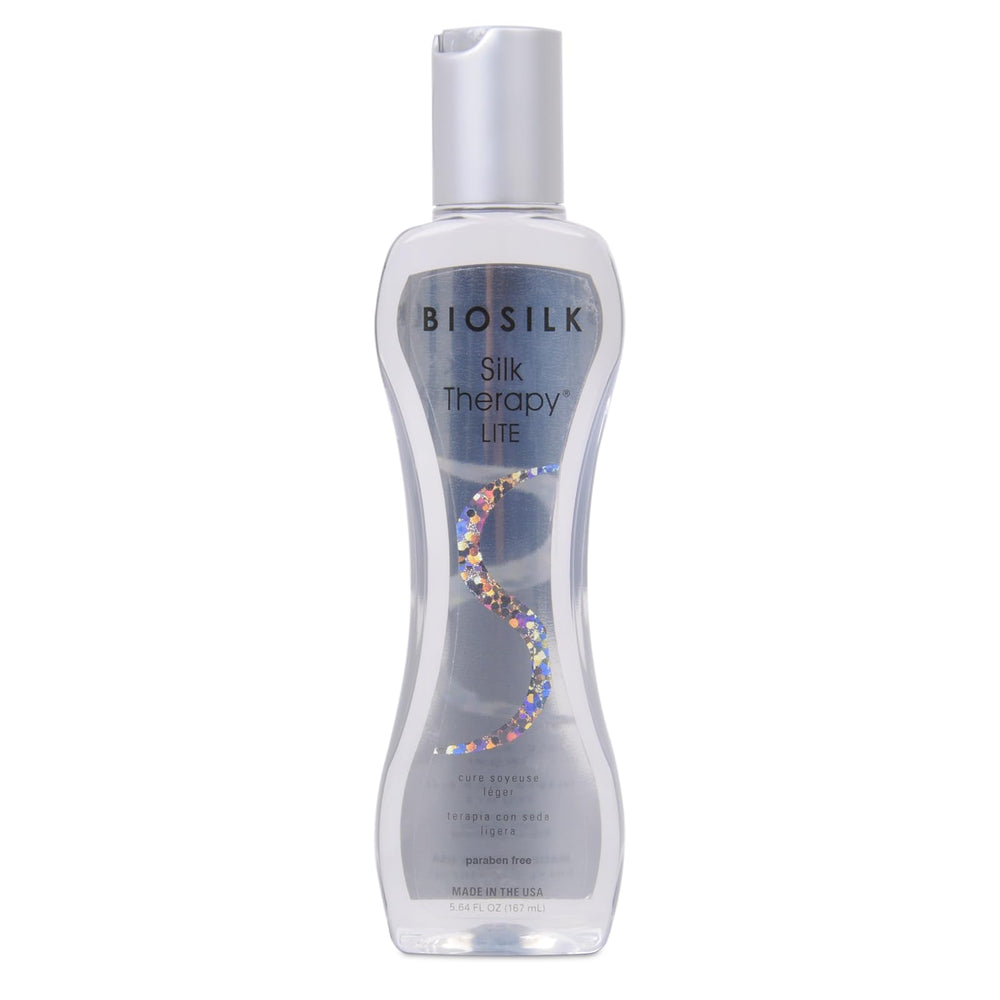 BioSilk Silk Therapy Lite bottle front view for lightweight shine and smoothness in fine hair