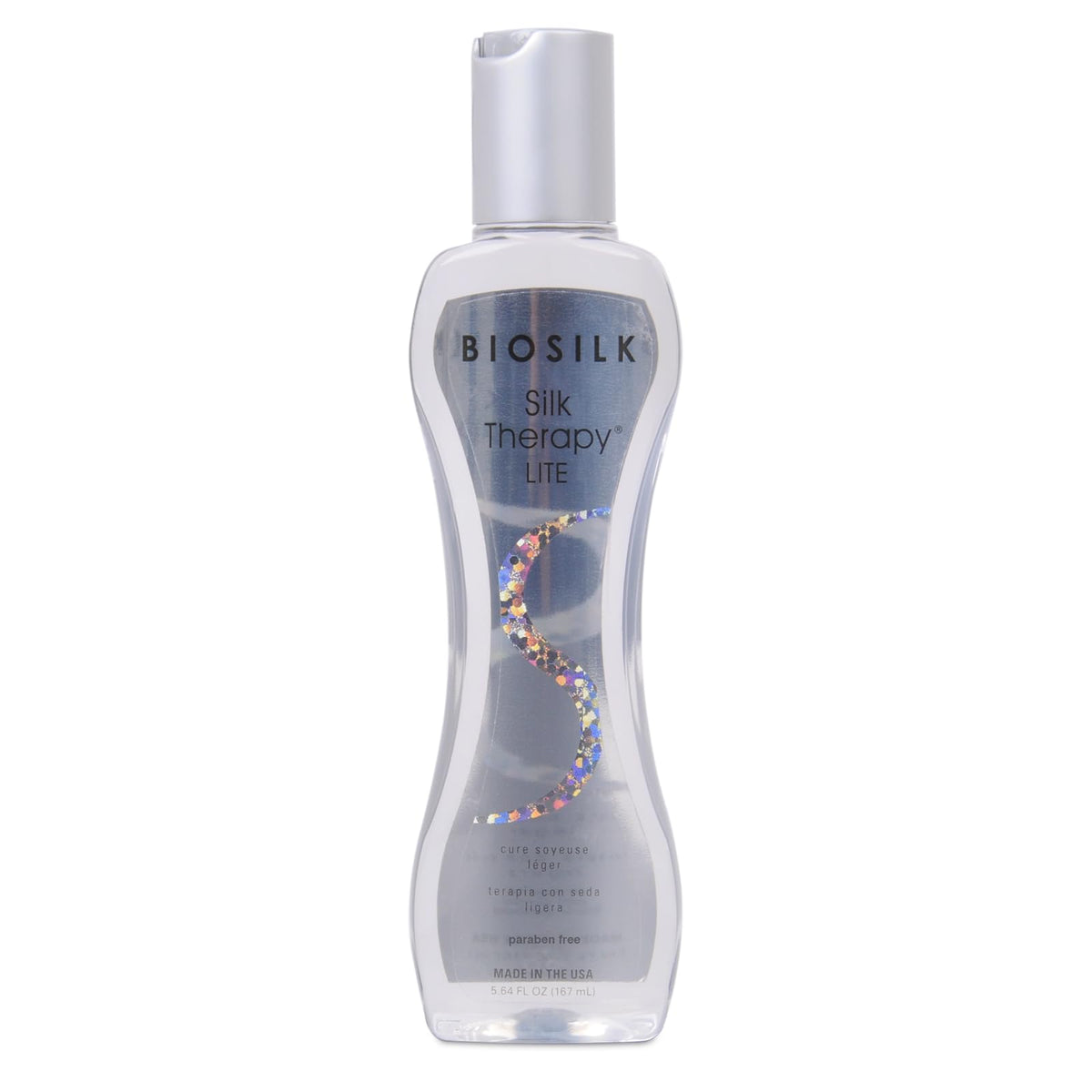 BioSilk Silk Therapy Lite bottle front view for lightweight shine and smoothness in fine hair