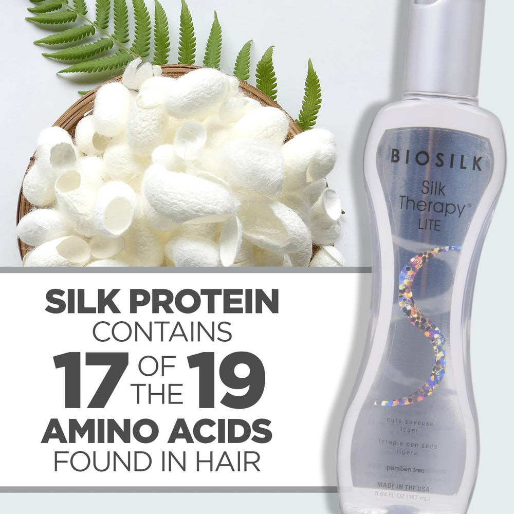 BioSilk Silk Therapy Lite packaging highlighting sulfate- and paraben-free formula