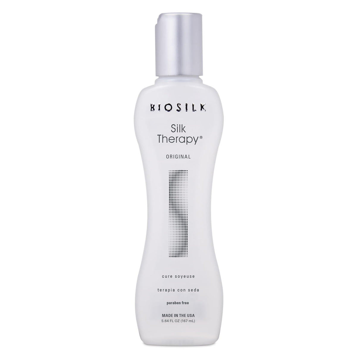 BioSilk Silk Therapy Original bottle demonstrating weightless shine for all hair types