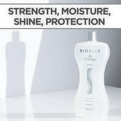 BioSilk Silk Therapy Original application on hair demonstrates smooth, frizz-free results.