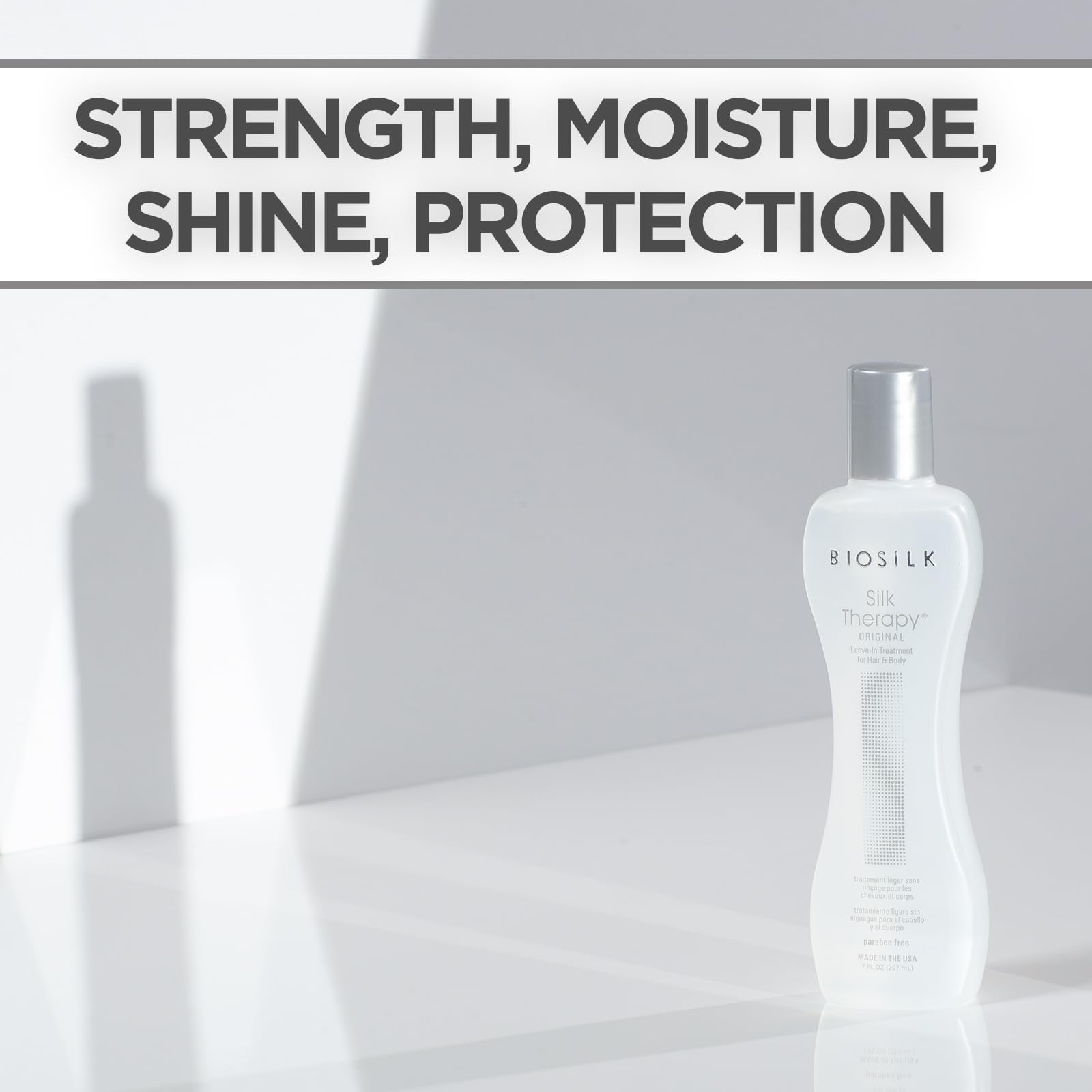 BioSilk Silk Therapy Original leave-in formula delivers weightless conditioning.