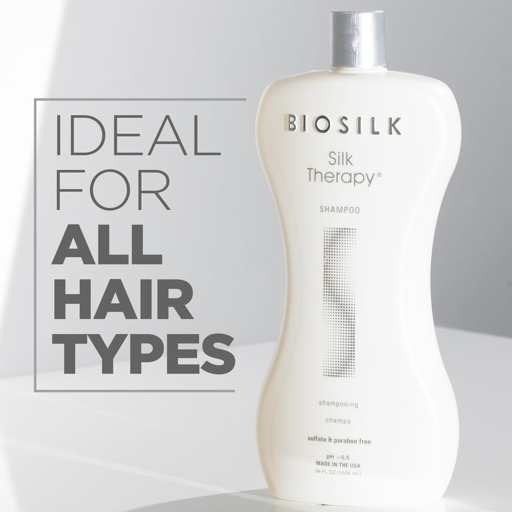 BioSilk Silk Therapy Shampoo lather-rich action supports gentle cleansing and manageable hair