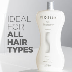 BioSilk Silk Therapy Shampoo lather-rich action supports gentle cleansing and manageable hair