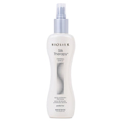 BioSilk Silk Therapy Thermal Shield bottle highlights heat protection and radiant shine for easy styling