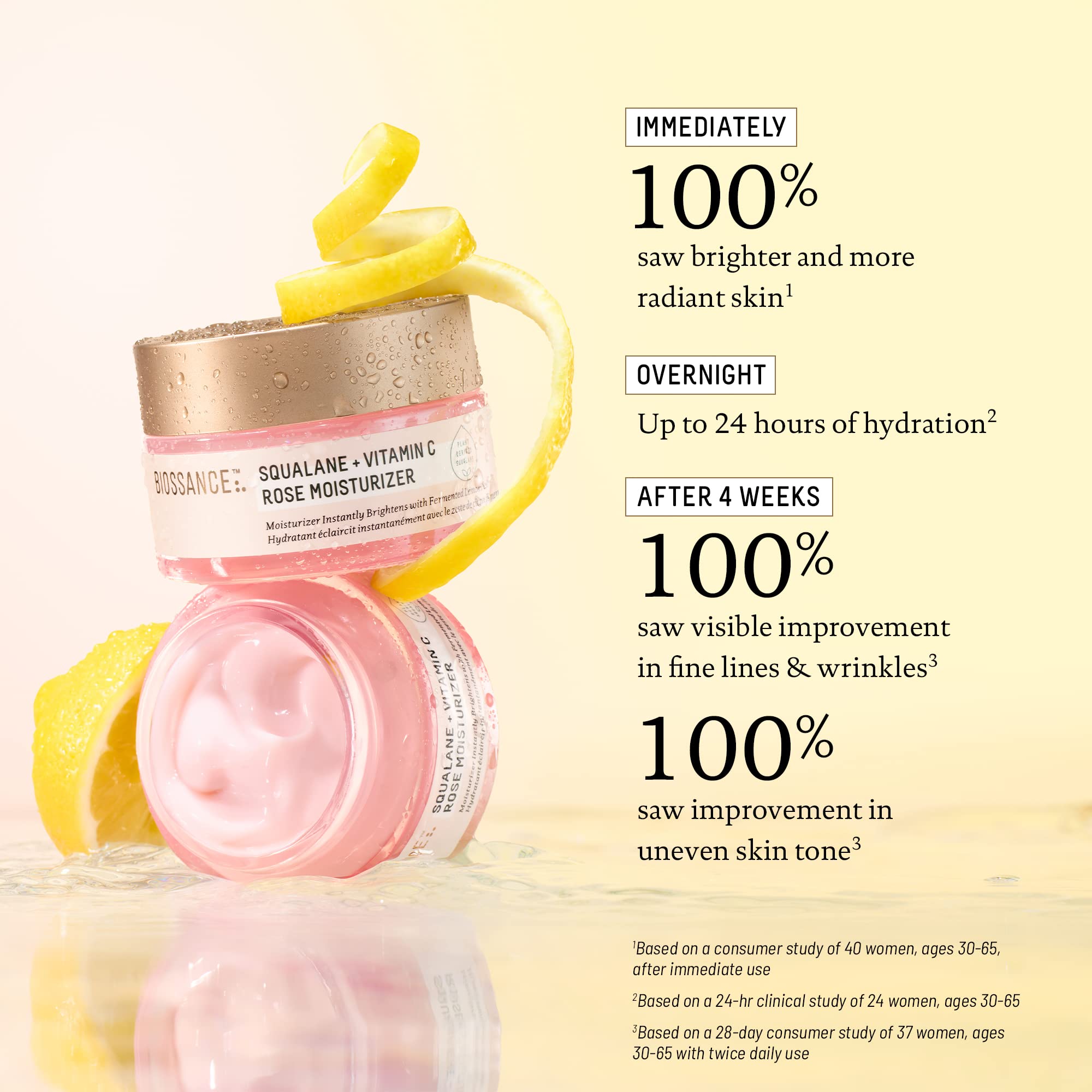 BIOSSANCE hydrating cream texture shows rapid absorption on skin