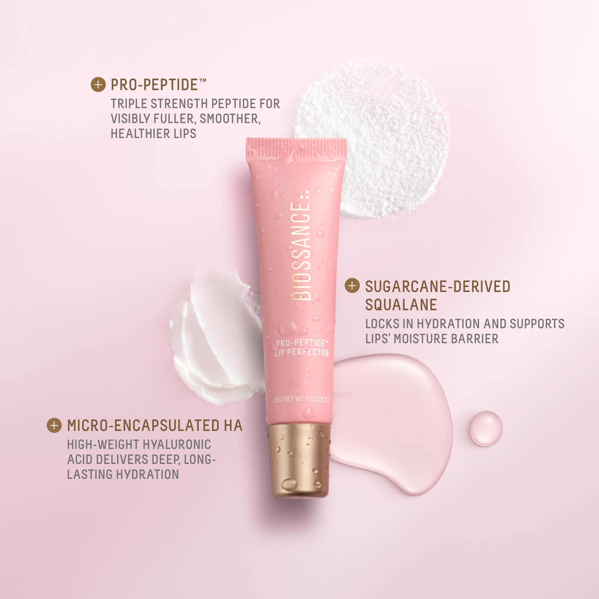 Biossance Lip Perfector vanilla scent enhancing daily lip care ritual