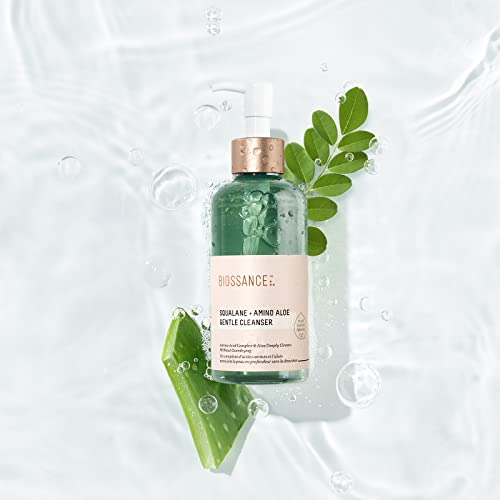 BIOSSANCE foaming lather cleanses thoroughly for a clear complexion.