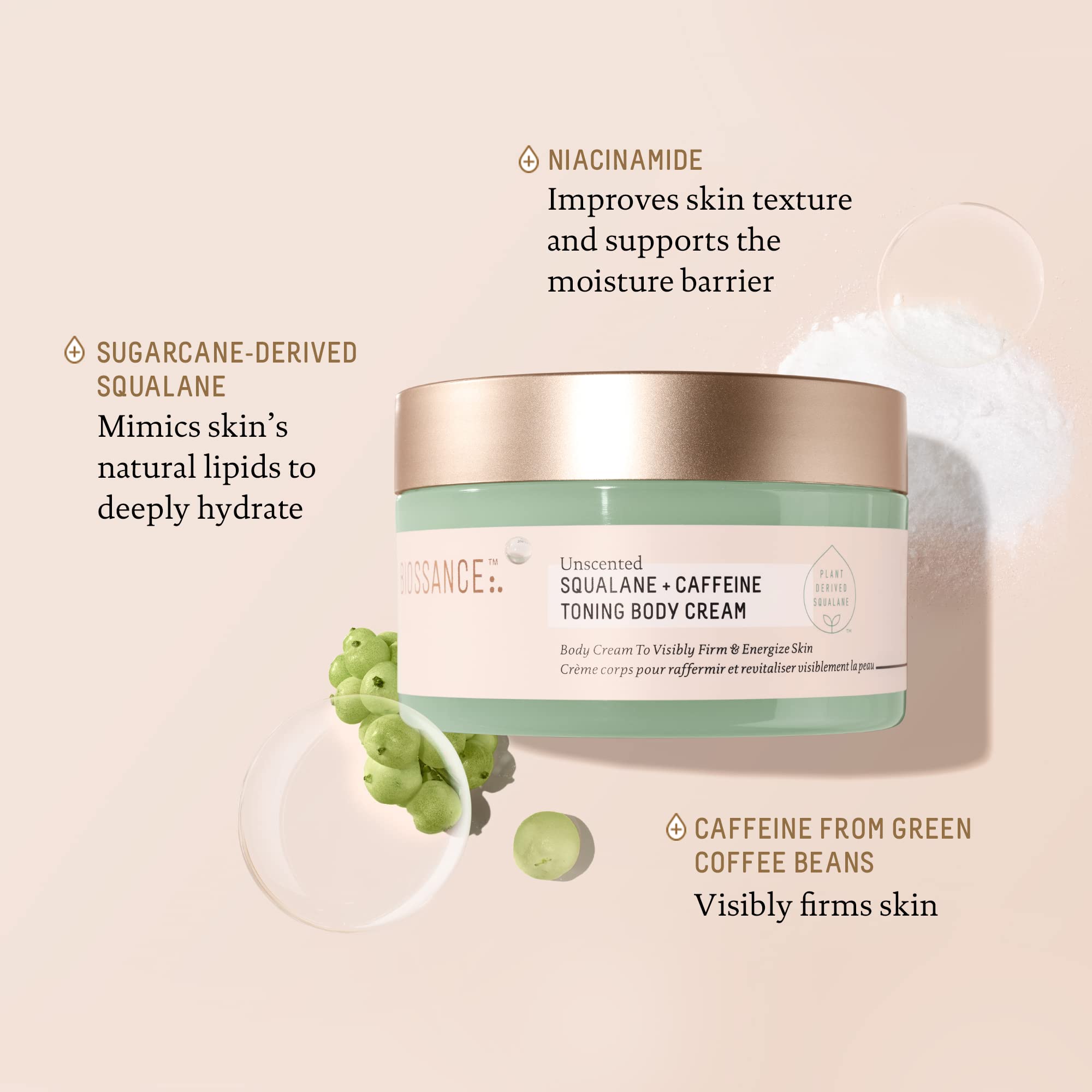 Biossance Squalane + Caffeine Toning on-arm application highlights easy spread.