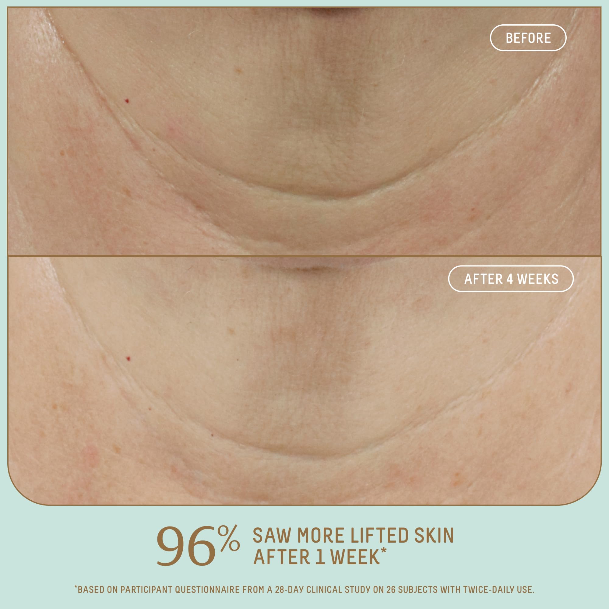 BIOSSANCE Squalane + Firm & Lift serum swatches on hand show smoothing and plump-looking skin