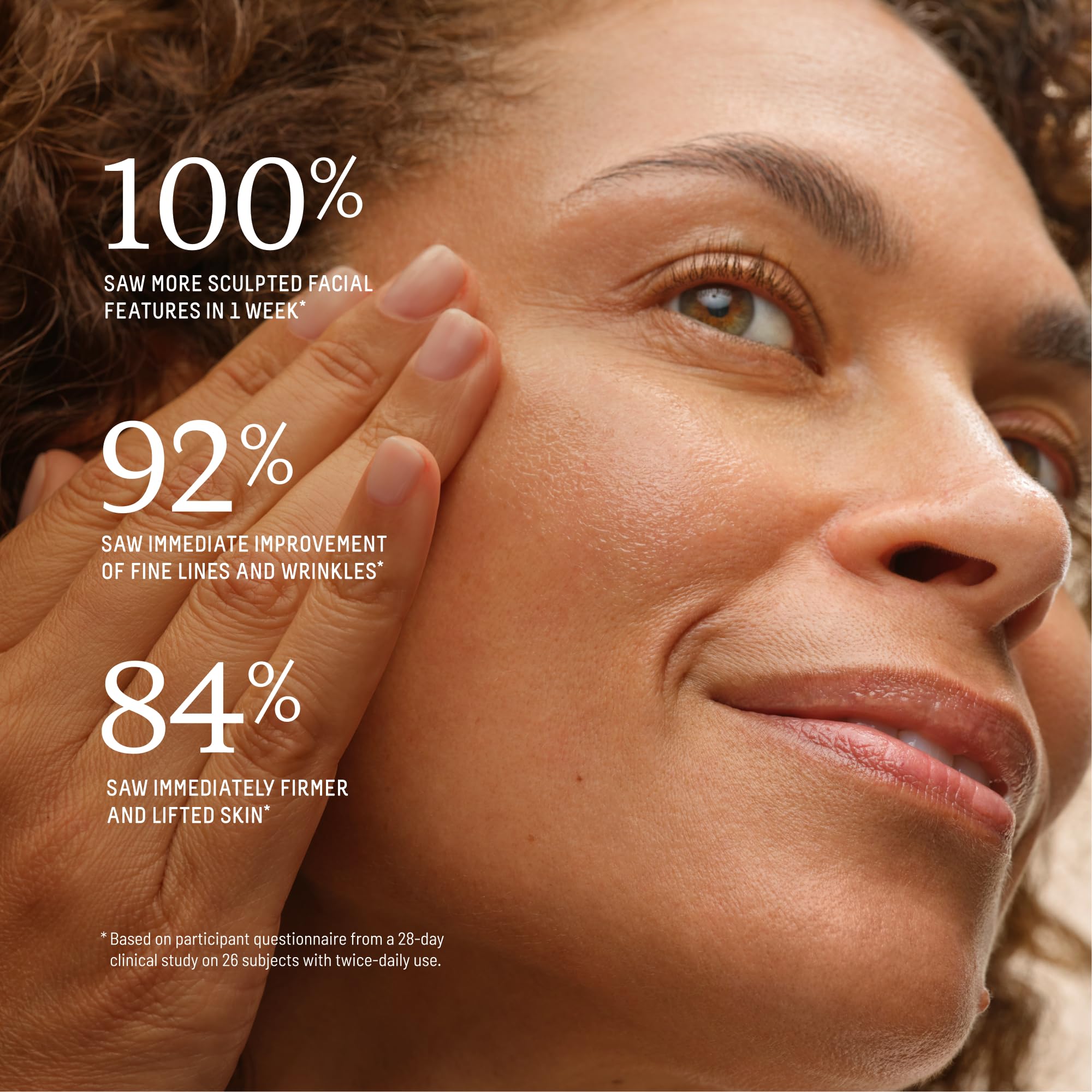 BIOSSANCE Squalane + Firm & Lift serum texture detail highlights a dewy hydrated finish