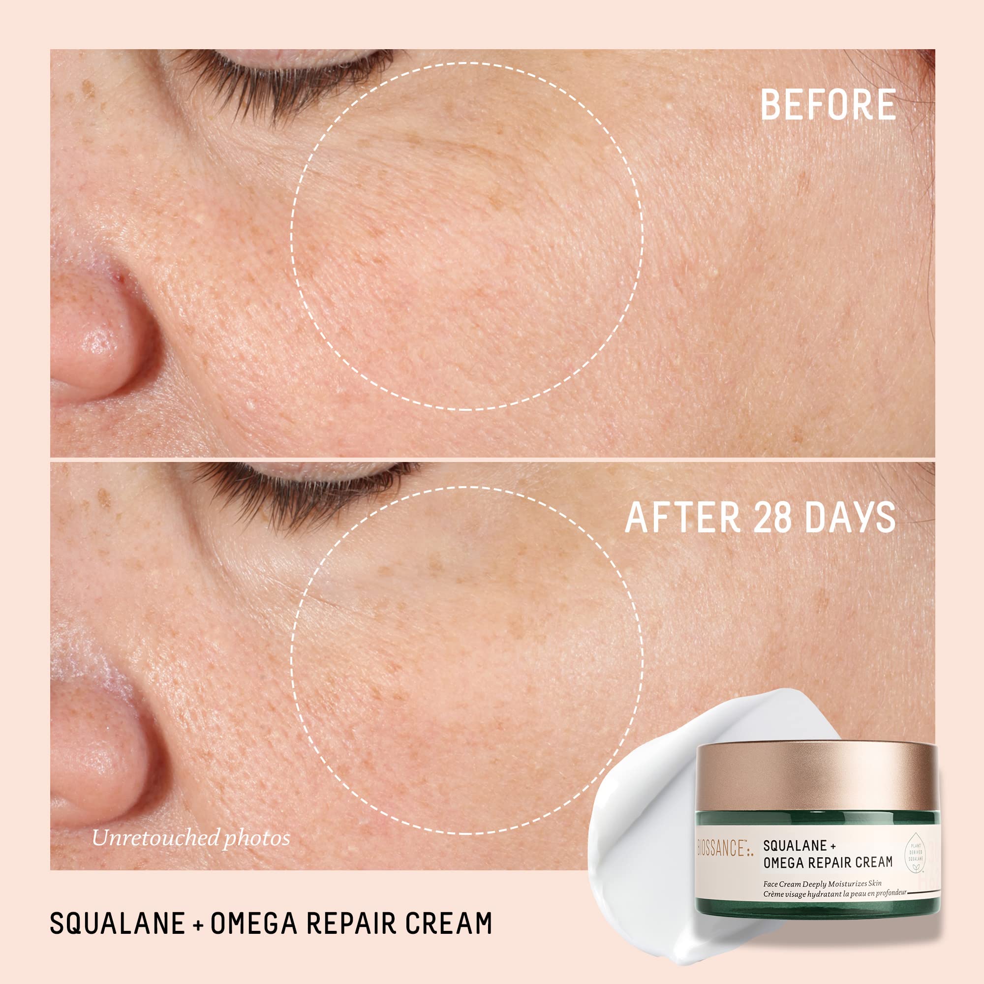 BIOSSANCE Squalane + Omega Repair Cream whipped texture spreads smoothly for hydration