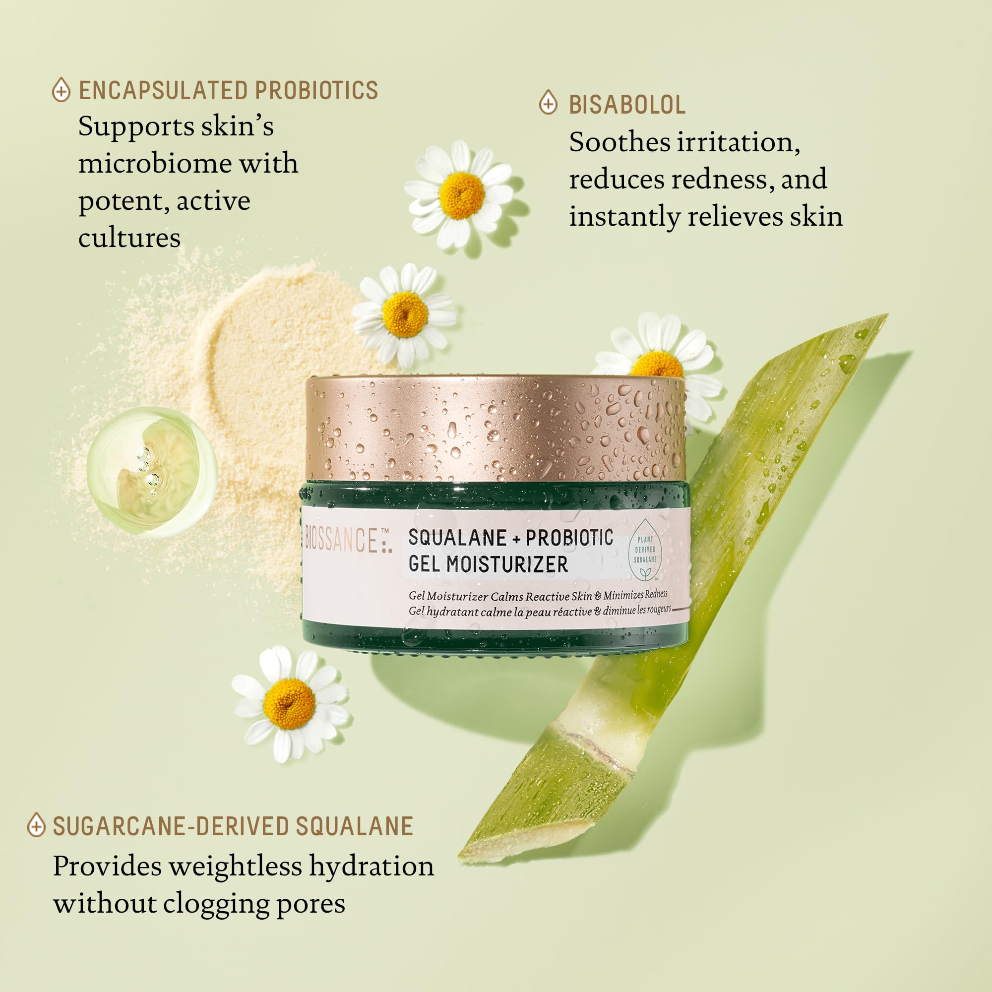 BIOSSANCE pump-dispense setup demonstrating easy daily hydration for oily skin.