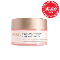 BIOSSANCE Squalane + Vitamin C Rose Moisturizer texture swirl showing smooth absorption