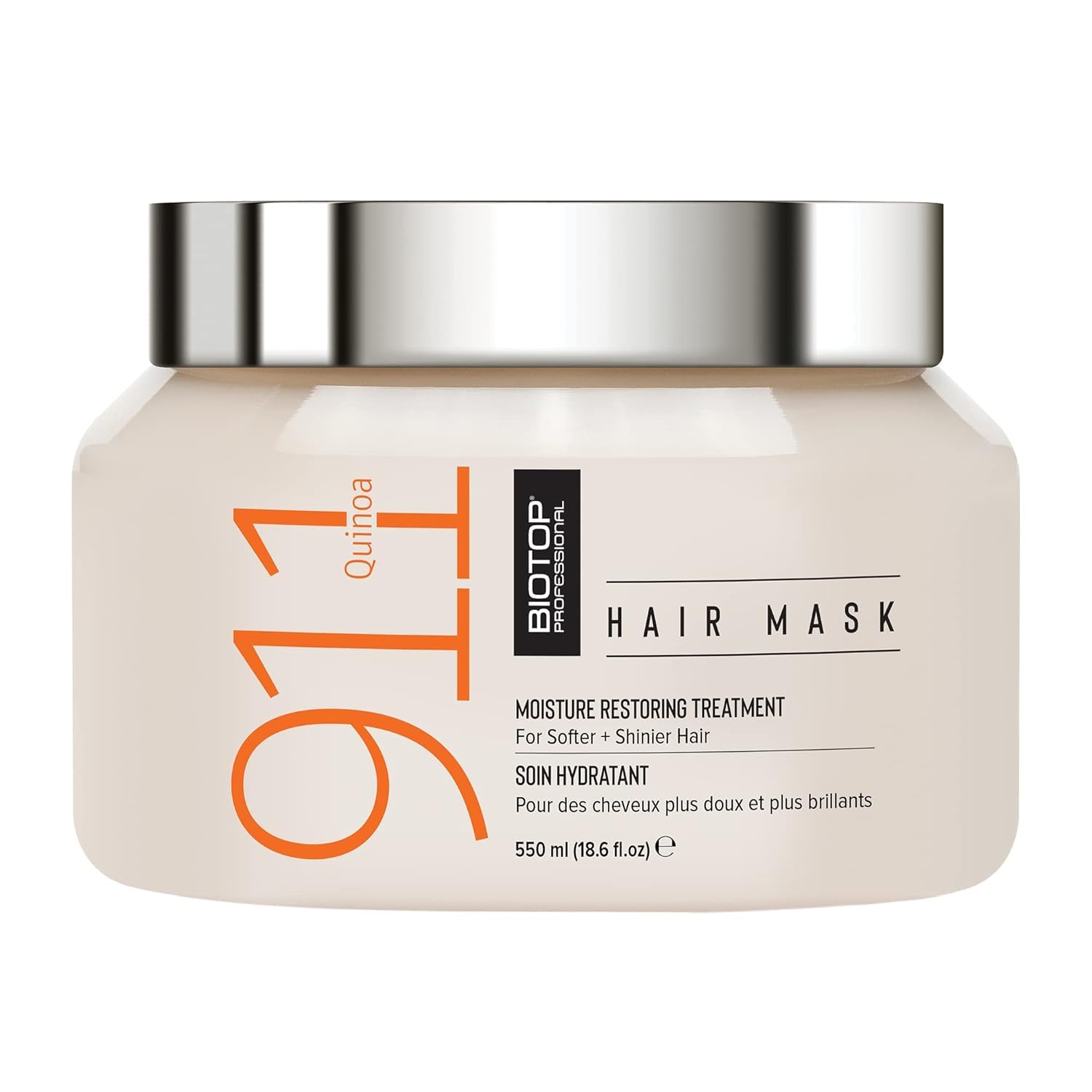 Biotop Professional 911 Quinoa Hair Mask bottle for deep hydration and color-safe care.
