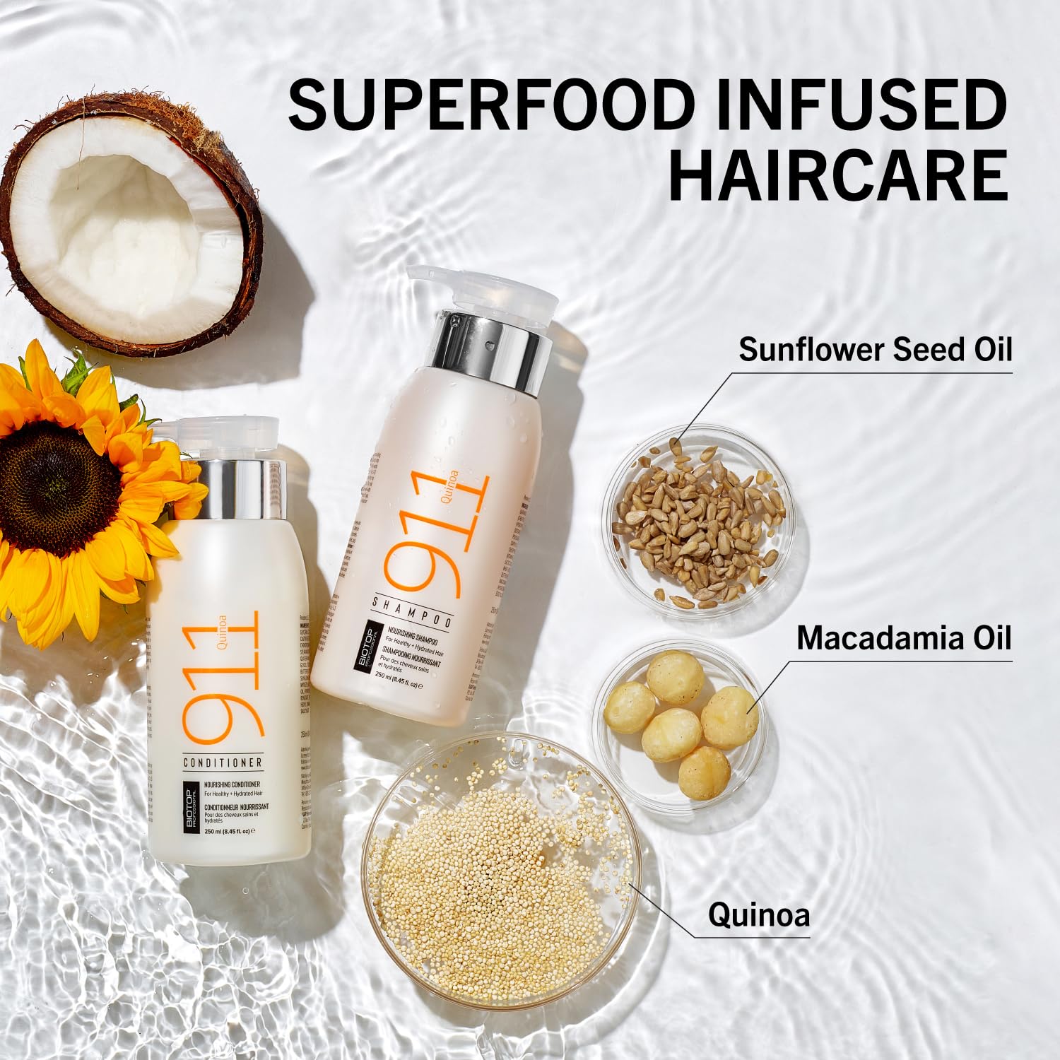 Biotop Professional 911 Quinoa Hair Mask texture closeup reveals luxurious, rich cream.