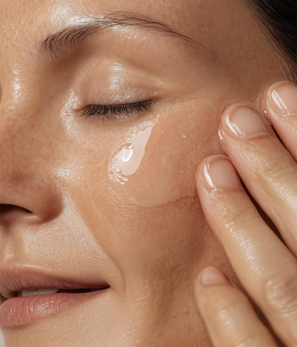 Biotulin Supreme Skin Gel on the cheek with a satin finish.