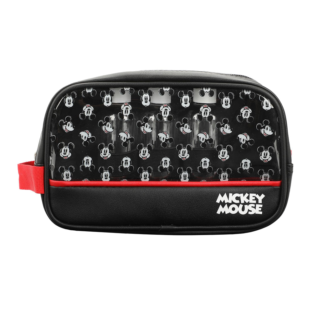 Bioworld Disney Mickey bag side view highlights compact travel size and organized storage potential