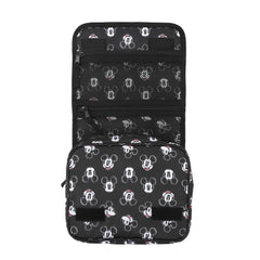 Bioworld Disney Mickey Heads toiletry bag closed demonstrates compact travel organization for on-the-go trips