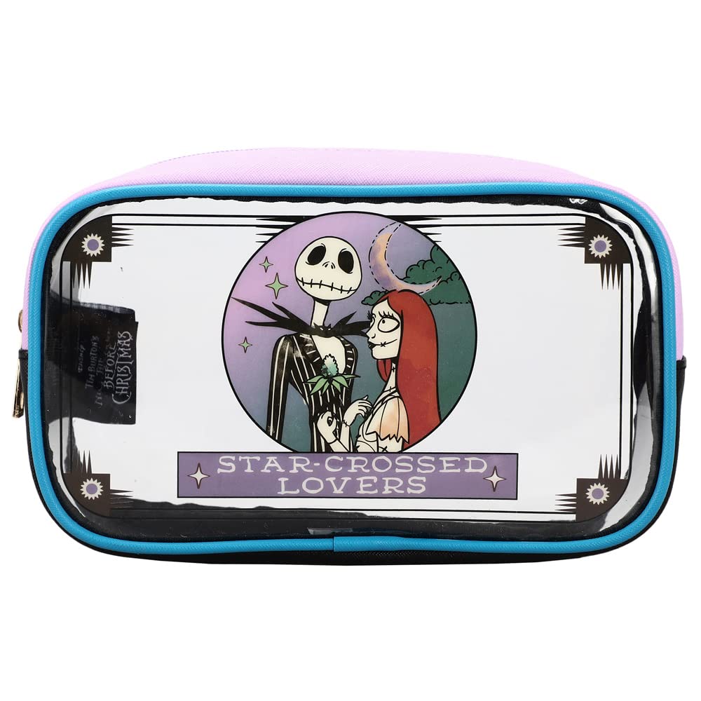 Bioworld Nightmare Before Christmas three-bag set lifestyle shot with zipper closure emphasis.