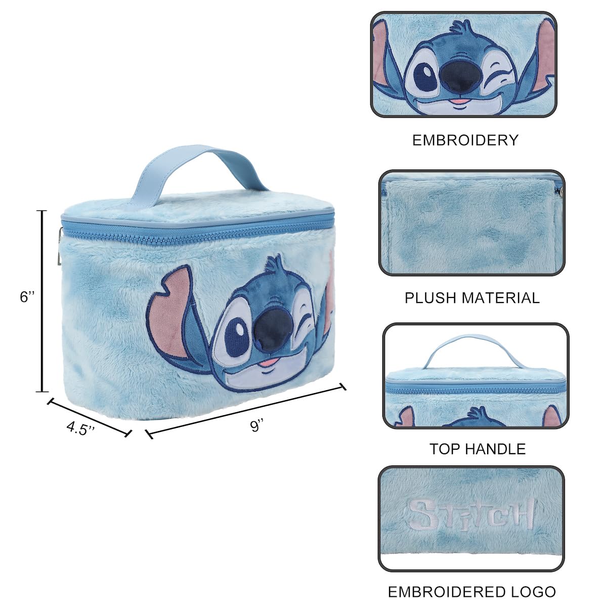 Bioworld Stitch beauty case interior provides spacious storage for toiletries.