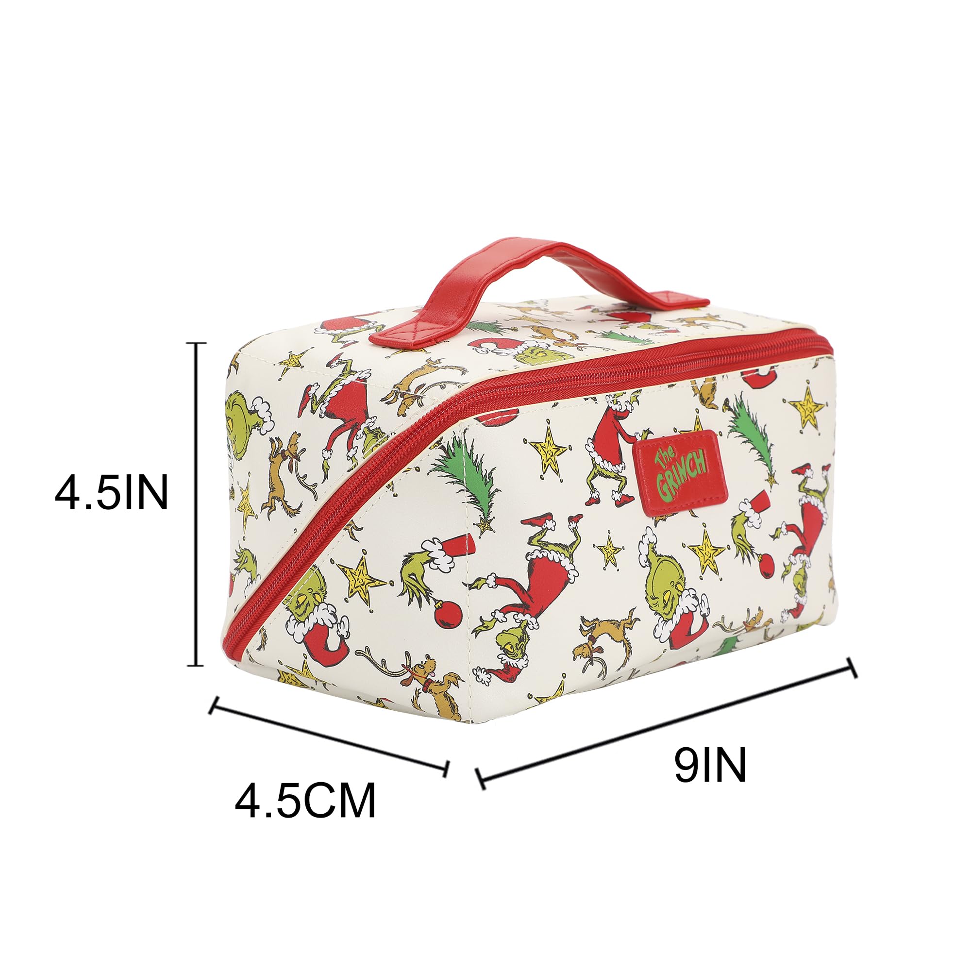 Bioworld The Grinch licensed cosmetic bag offers authentic Grinch branding for fans.
