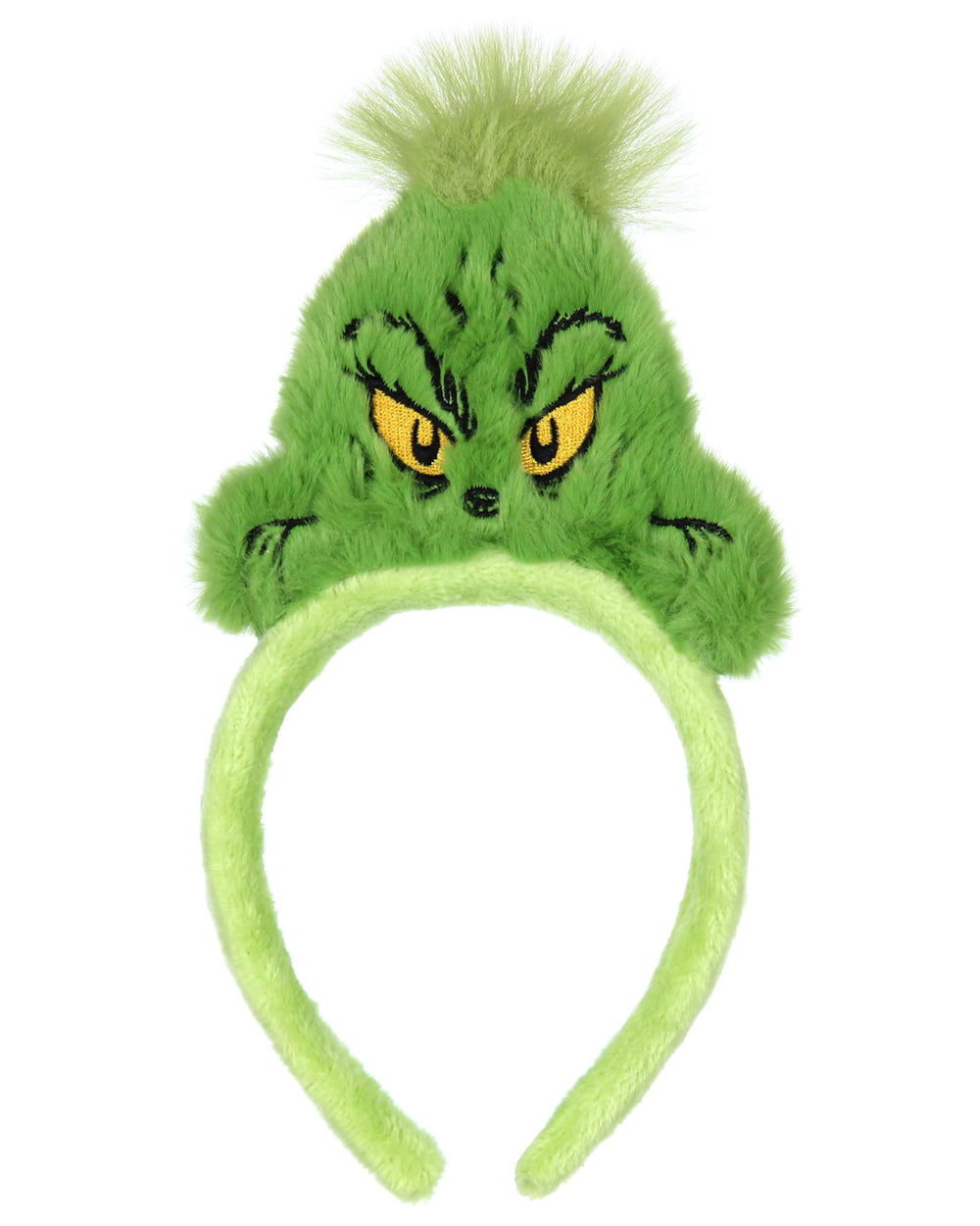 Bioworld Grinch headband worn on model for festive cosplay and character charm