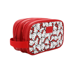 Bioworld Hello Kitty toiletry kit front view with all-over print for easy travel flair