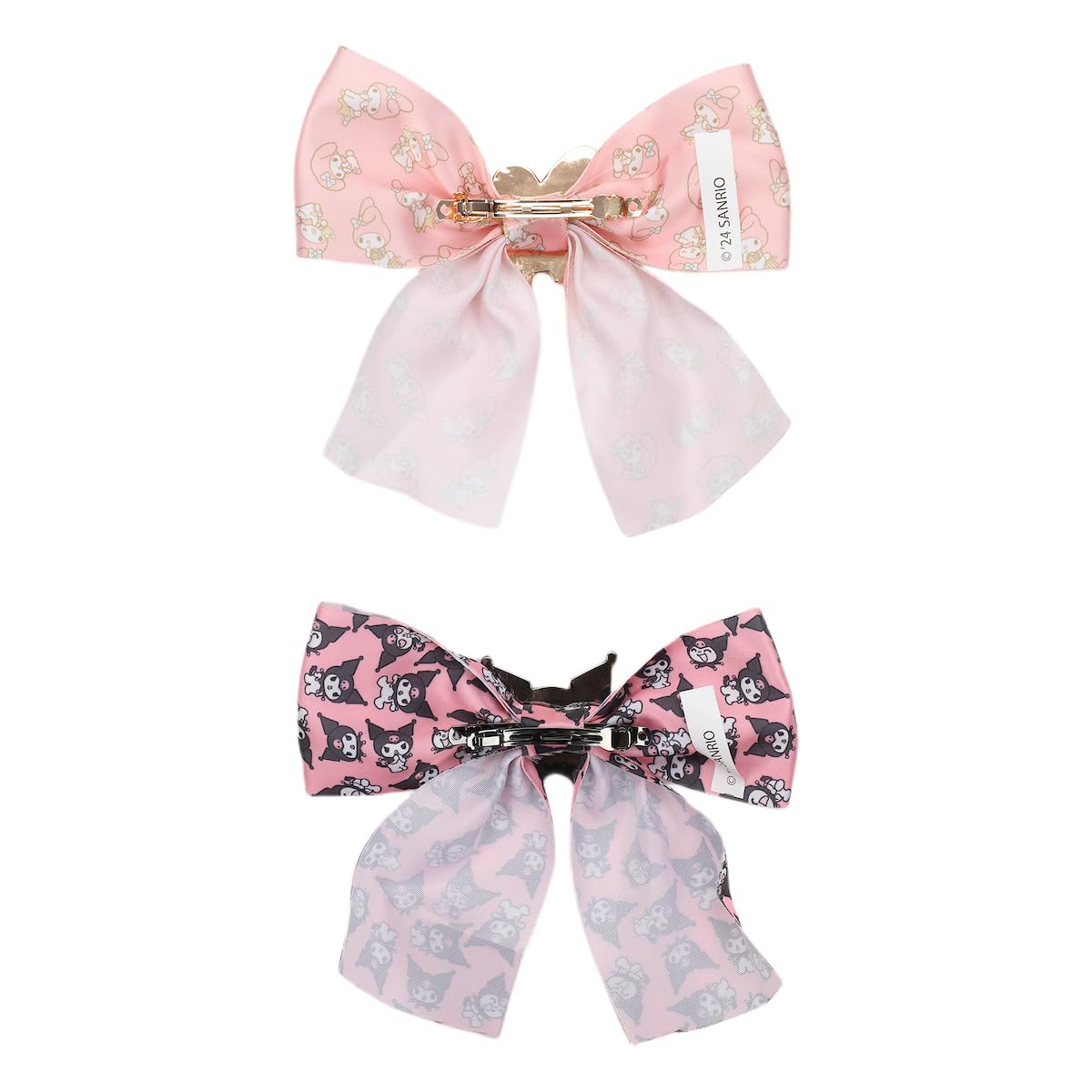 Bioworld Kuromi pink allover-print bow close-up for playful outfits.