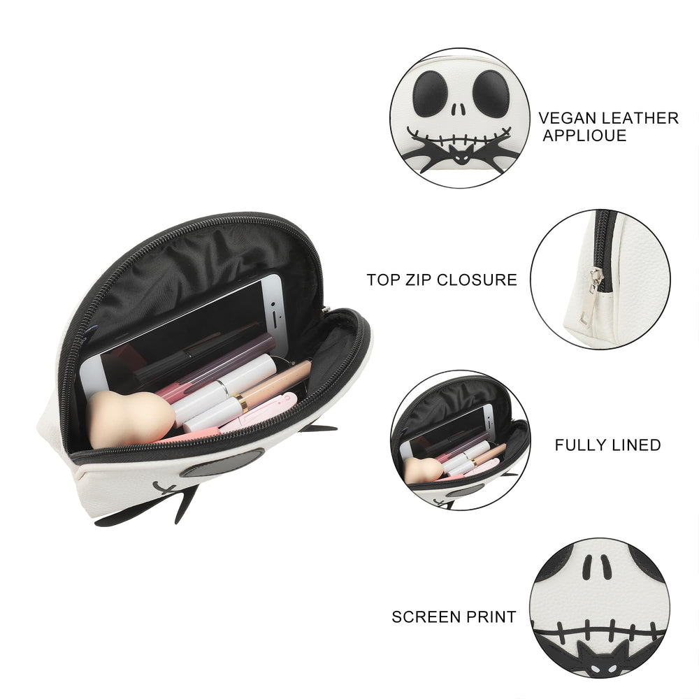 Bioworld Nightmare Before Christmas Jack Skellington white cosmetic bag side profile