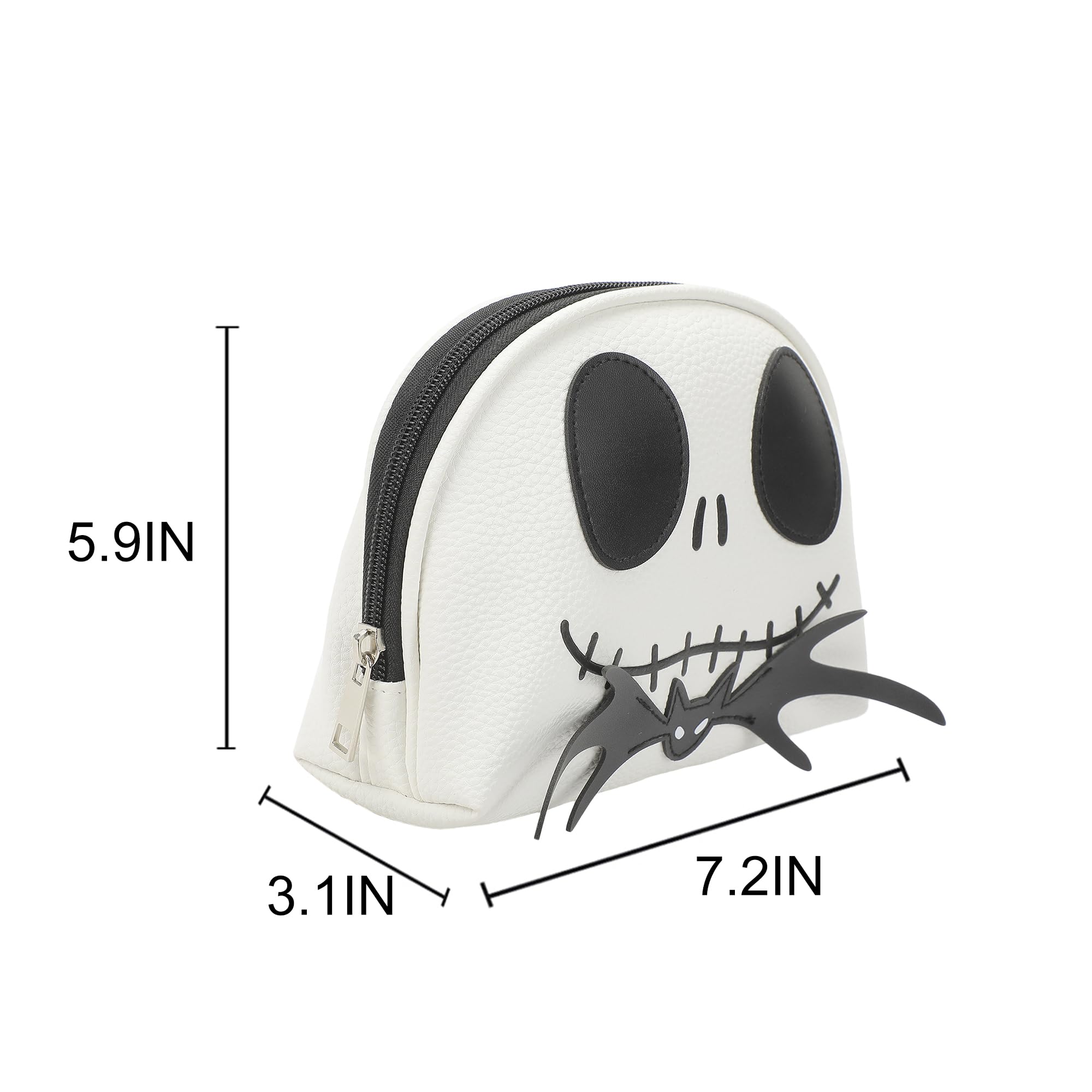 Bioworld Nightmare Before Christmas Jack Skellington white cosmetic bag top zip closure