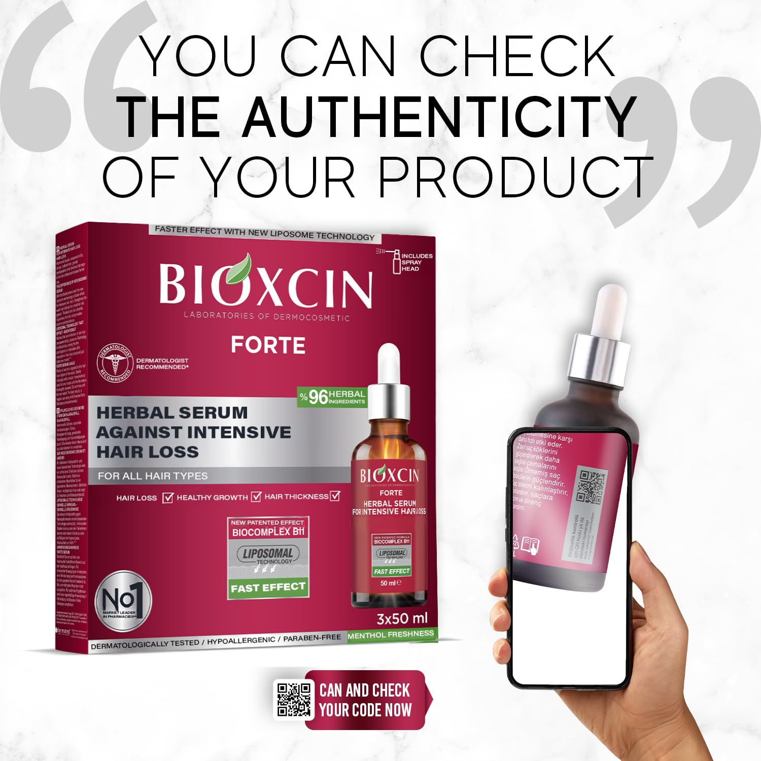 BIOXCIN biotin-keratin hair oil bottle highlights strength and elasticity