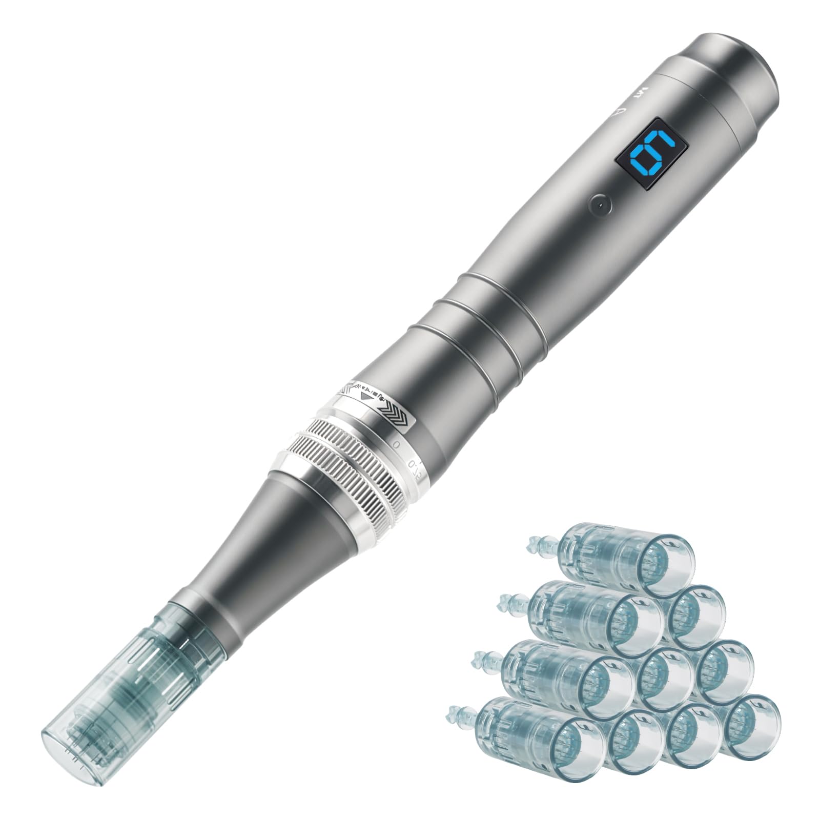Bird Here Derma Roller Pen closeup of needles for precise at-home microneedling