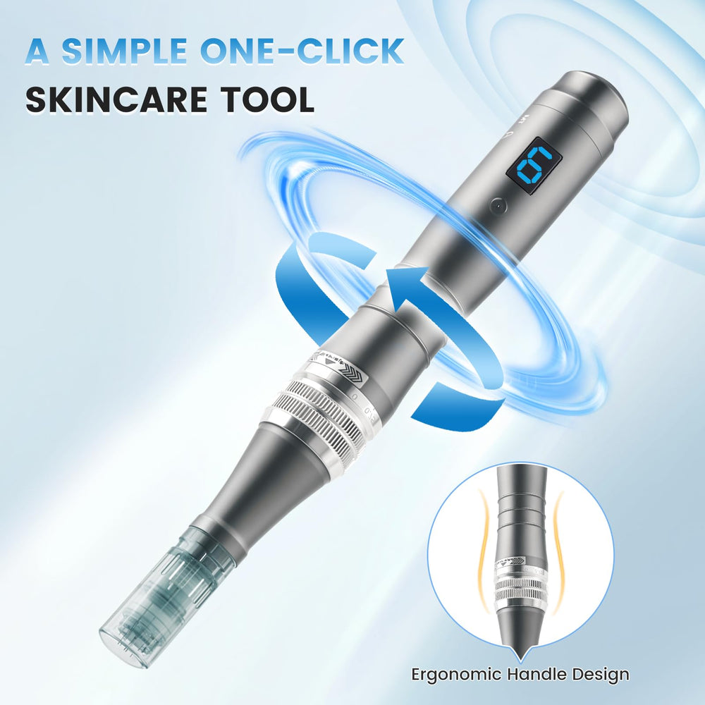 Bird Here Derma Roller Pen in use on skin for DIY salon-like results