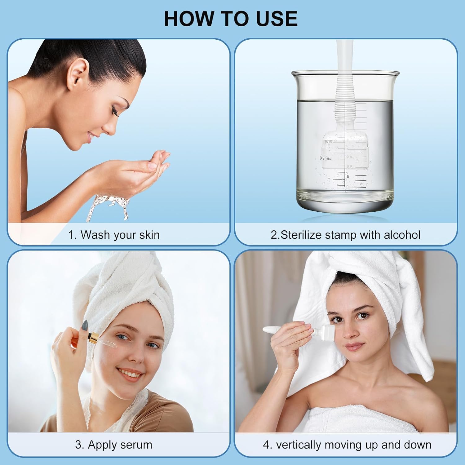 Bird Here device staged with serum and towel illustrating improved product absorption