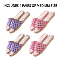 Biroris breathable cotton linen slippers with airy feel for hotel use