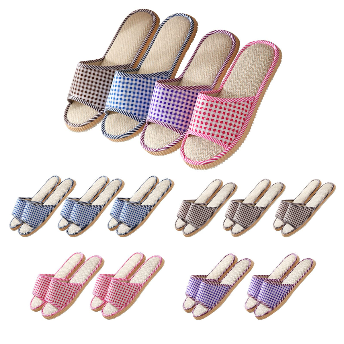 Biroris washable house slippers pack — comfortable, multi-size fit for guest rooms