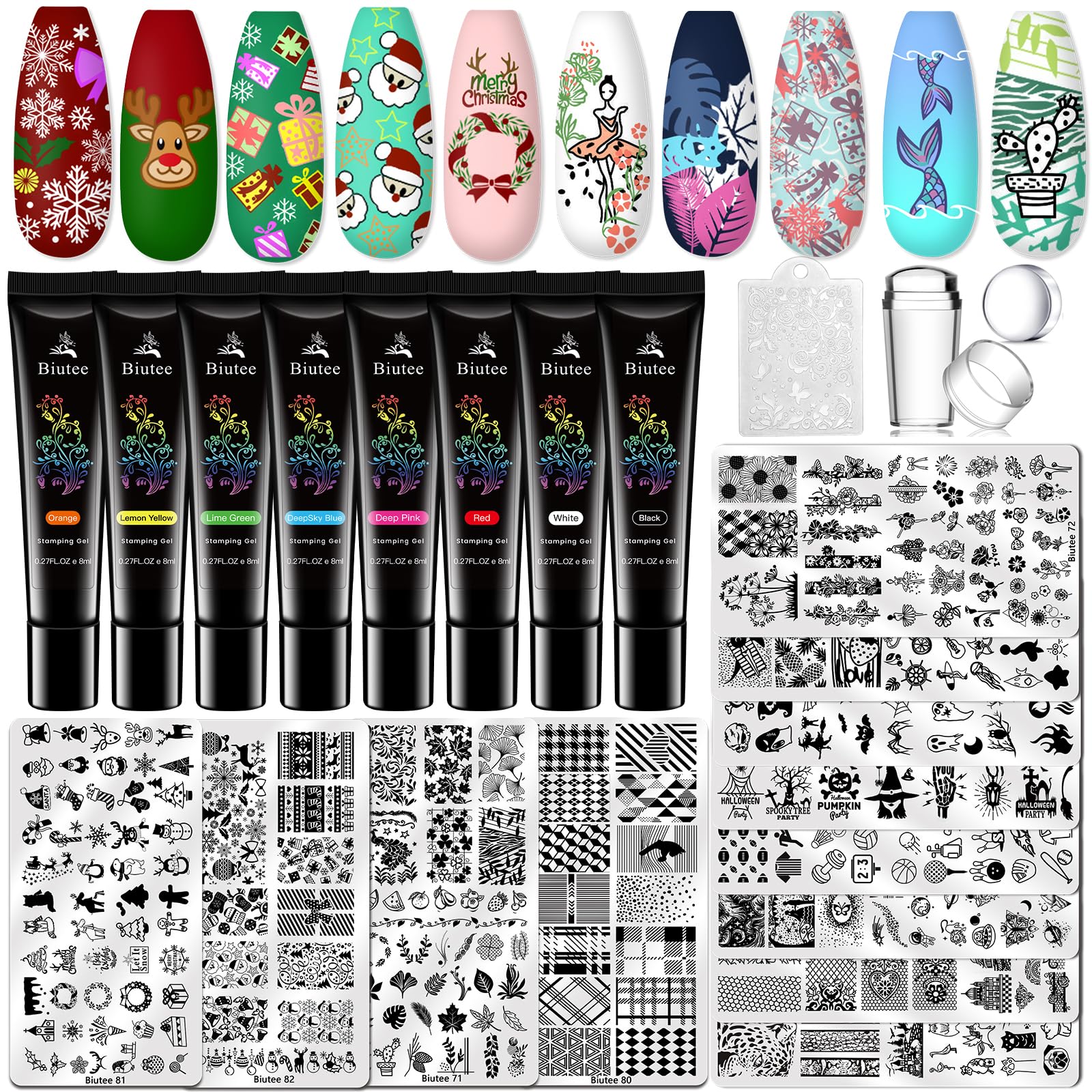 Biutee nail stamping kit complete set shows all components for versatile at-home nail art.