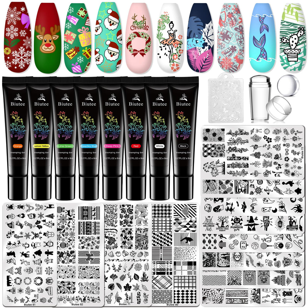 Biutee nail stamping kit complete set shows all components for versatile at-home nail art.
